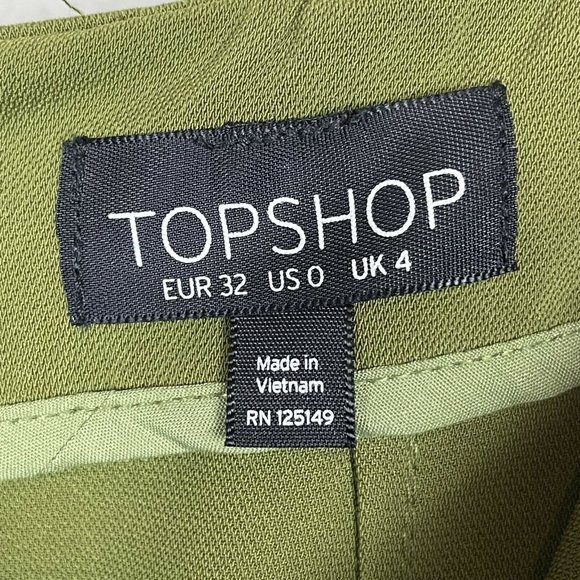 Topshop Palazzo Wide Leg Cropped Green High Waist Pants Size 0 - Picture 7 of 9